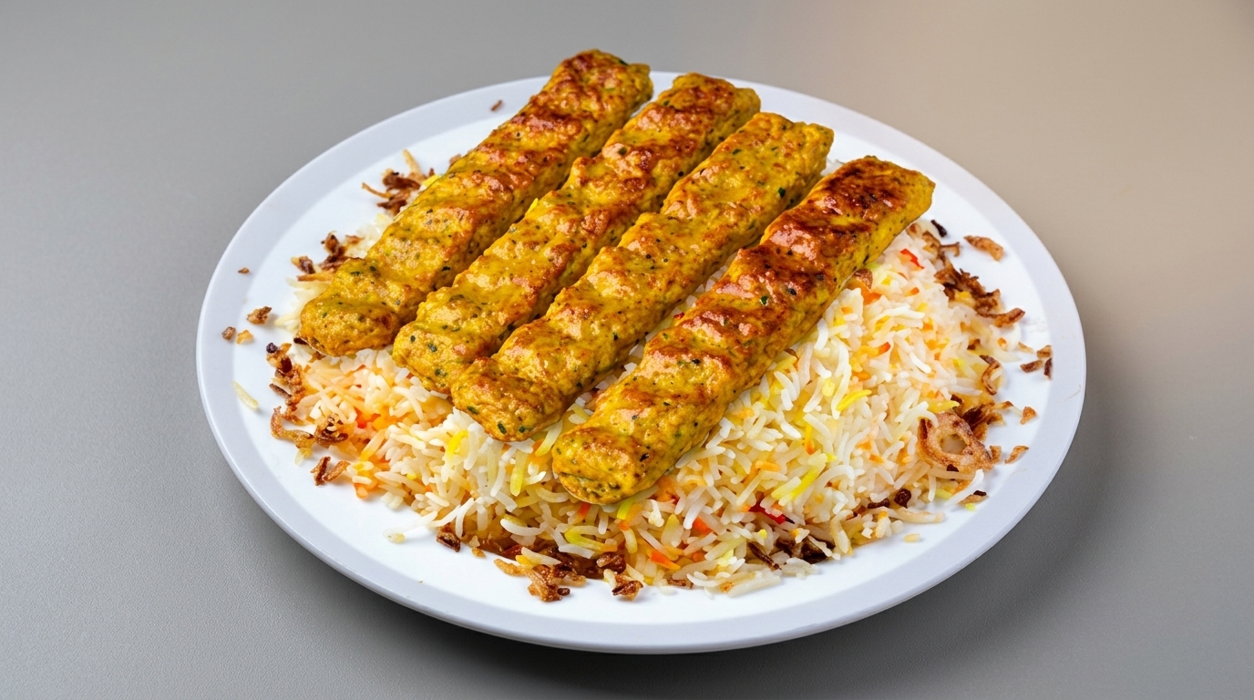 Rice With Chicken  Kabab